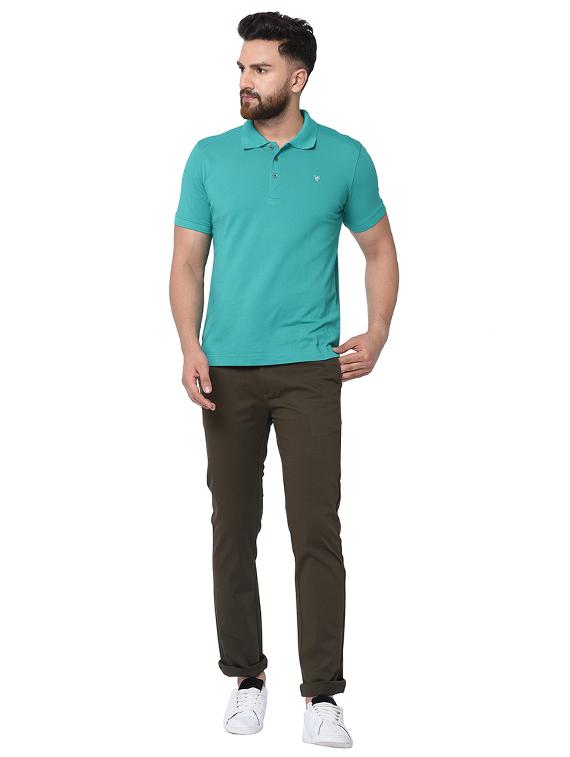 green textured flat front casual trouser - 17209295 - Zoom Image - 4