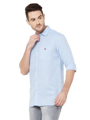 light blue self design casual shirt - 17210035 - Standard Image - 2