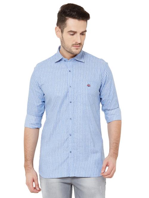light blue striped casual shirt - 17210036 - Standard Image - 1
