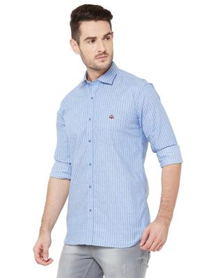 light blue striped casual shirt - 17210036 - Standard Image - 2