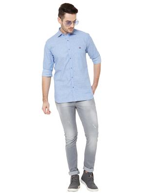 light blue striped casual shirt - 17210036 - Standard Image - 4