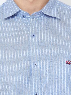 light blue striped casual shirt - 17210036 - Standard Image - 5