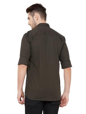 brown self design casual shirt - 17210037 - Standard Image - 3