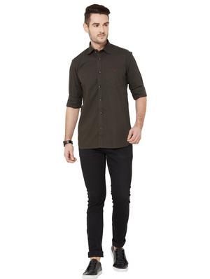 brown self design casual shirt - 17210037 - Standard Image - 4