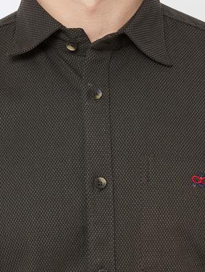 brown self design casual shirt - 17210037 - Standard Image - 5