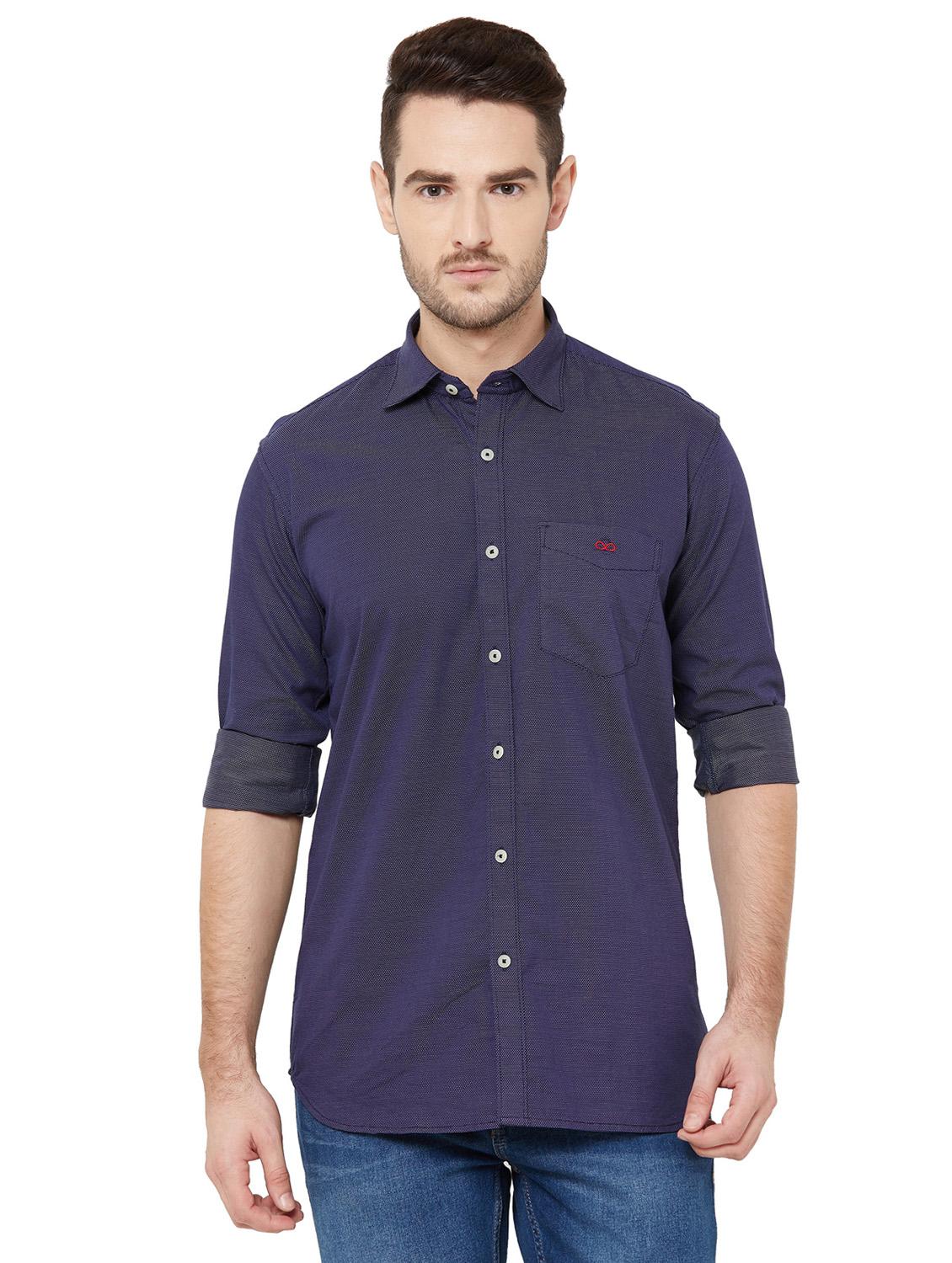 dark blue self design casual shirt - 17210038 - Zoom Image - 1