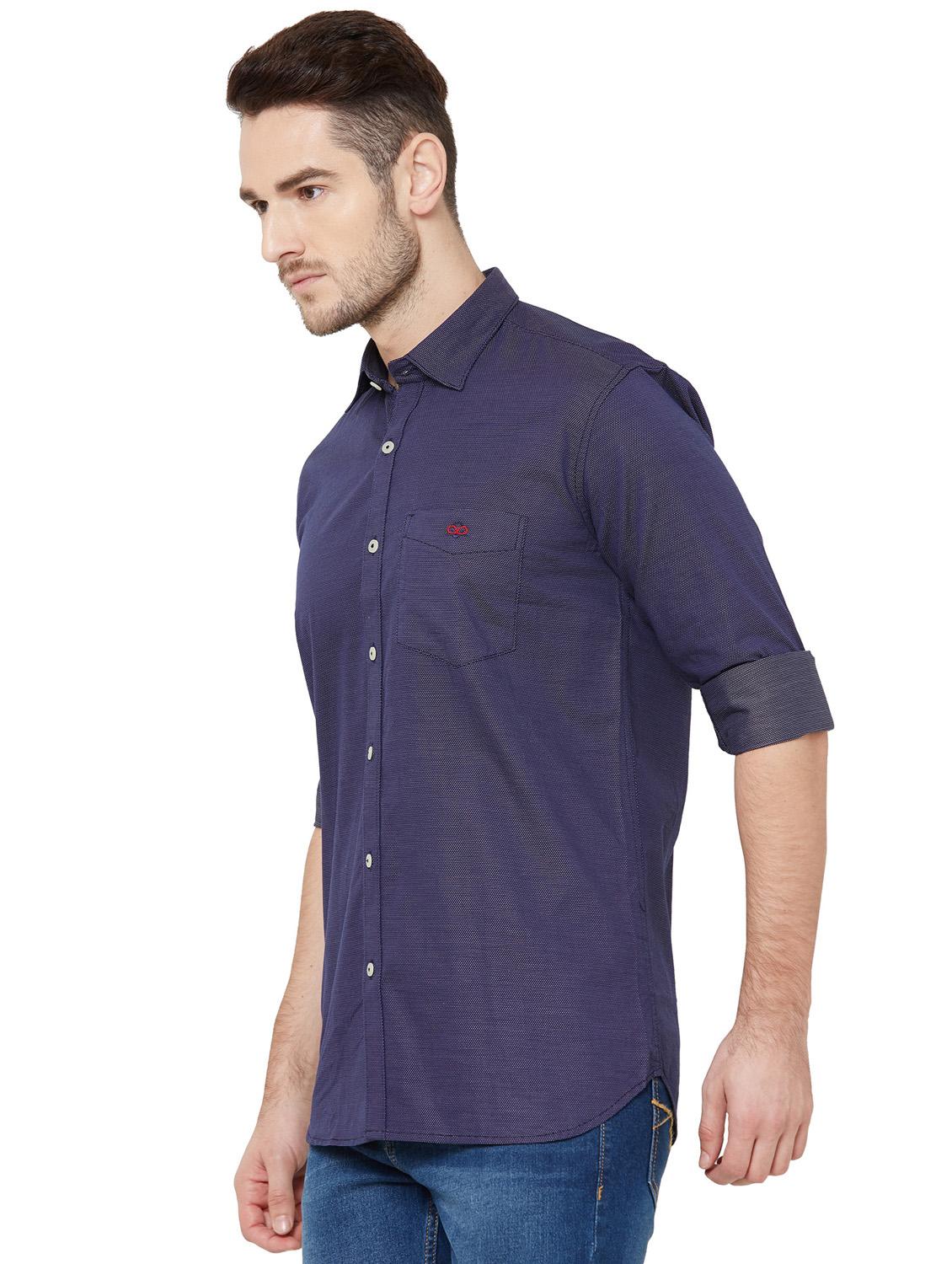 dark blue self design casual shirt - 17210038 - Zoom Image - 2