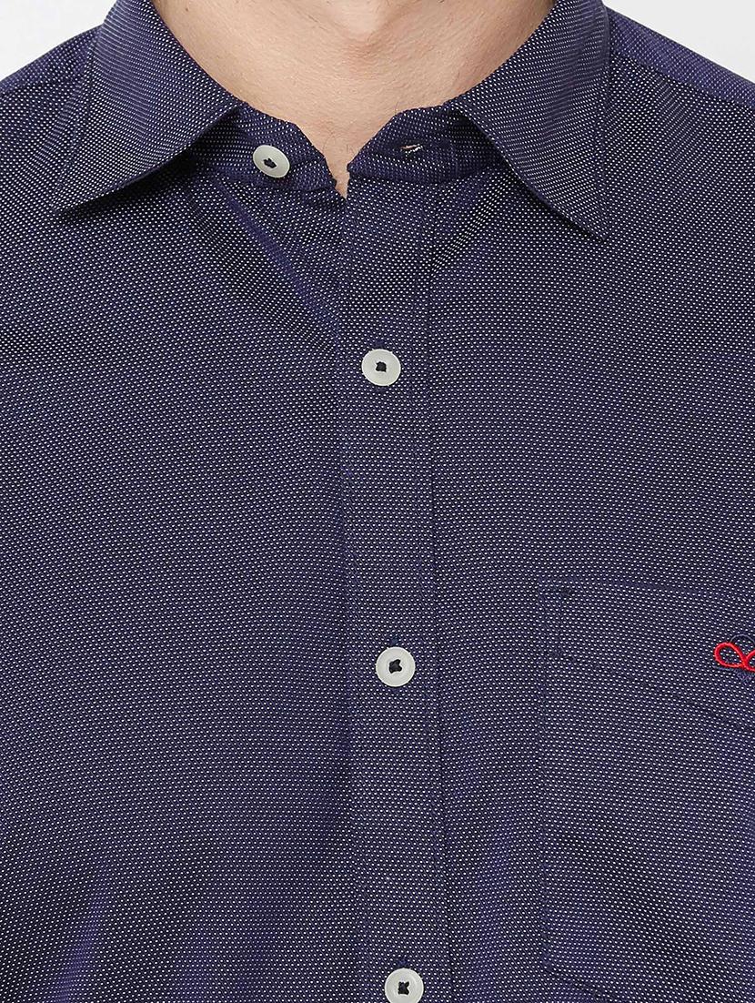 dark blue self design casual shirt - 17210038 - Zoom Image - 5