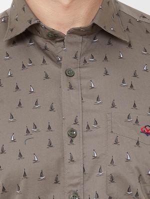grey printed casual shirt - 17210058 - Standard Image - 5
