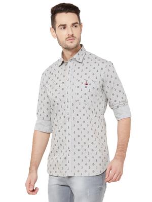 grey printed casual shirt - 17210059 - Standard Image - 2