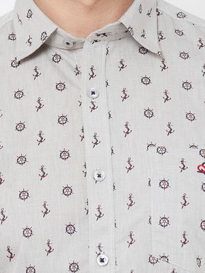 grey printed casual shirt - 17210059 - Standard Image - 5