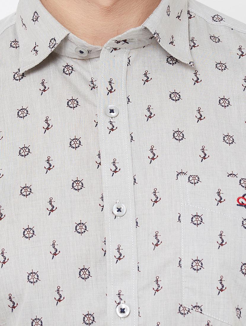 grey printed casual shirt - 17210059 - Zoom Image - 5