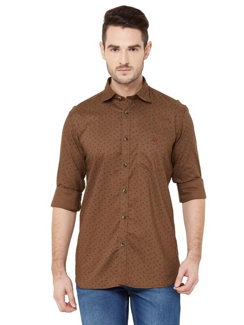 olive printed casual shirt - 17210060 - Standard Image - 1