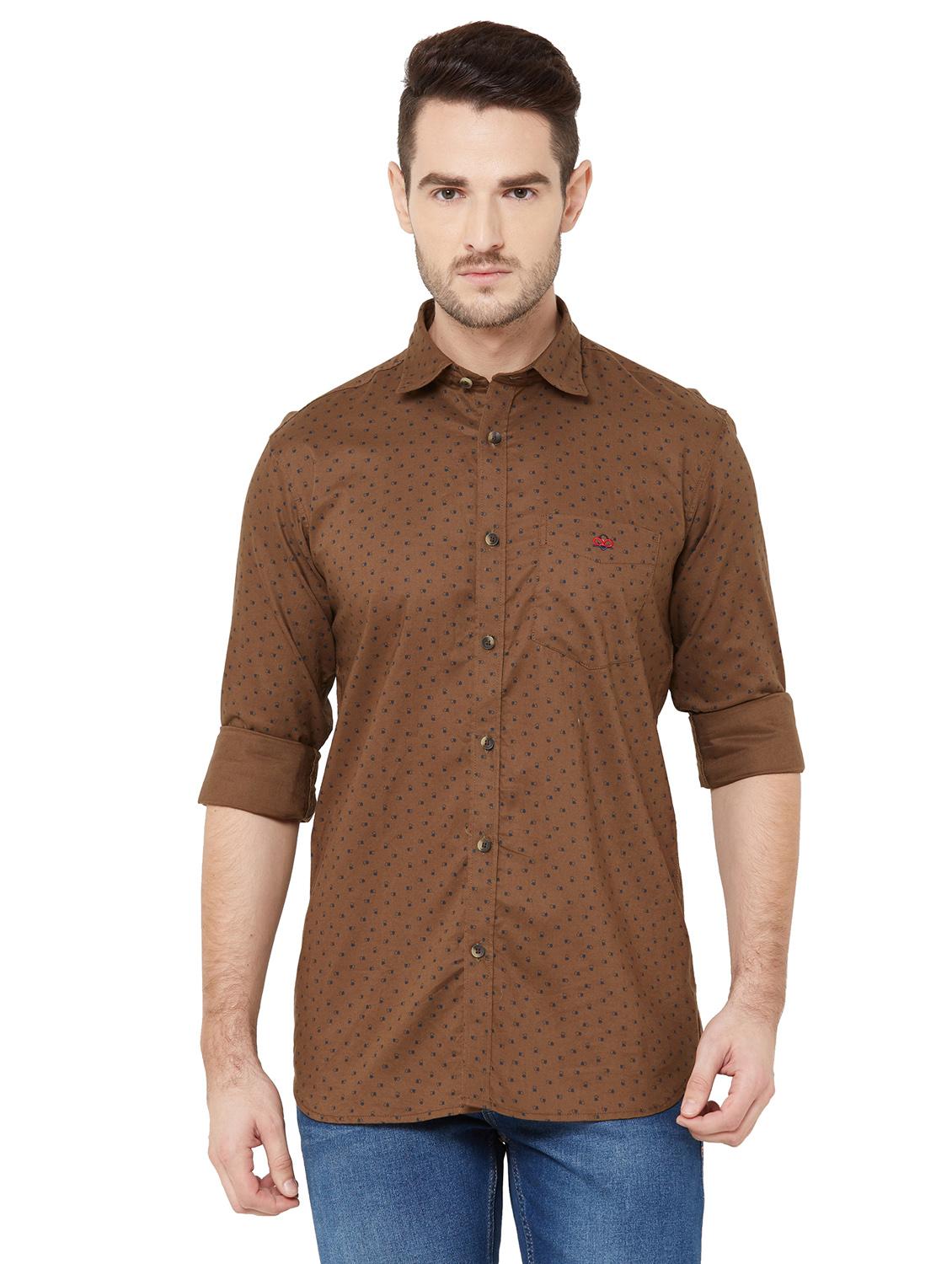 olive printed casual shirt - 17210060 - Zoom Image - 1