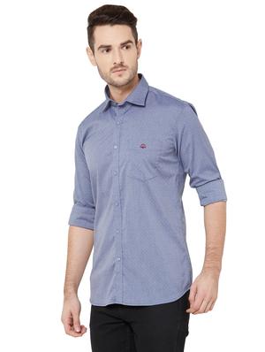 light blue self design casual shirt - 17210062 - Standard Image - 2