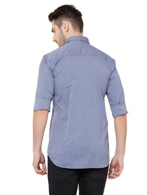 light blue self design casual shirt - 17210062 - Standard Image - 3