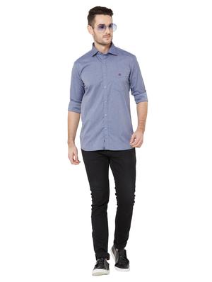light blue self design casual shirt - 17210062 - Standard Image - 4