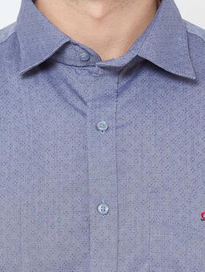 light blue self design casual shirt - 17210062 - Standard Image - 5