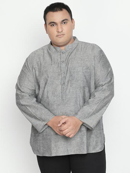 plus grey solid short kurta - 17210196 - Standard Image - 1