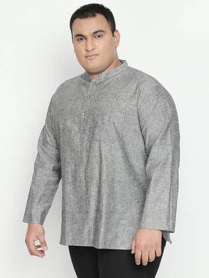plus grey solid short kurta - 17210196 - Standard Image - 2