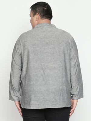 plus grey solid short kurta - 17210196 - Standard Image - 3