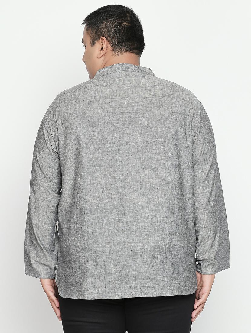 plus grey solid short kurta - 17210196 - Zoom Image - 3