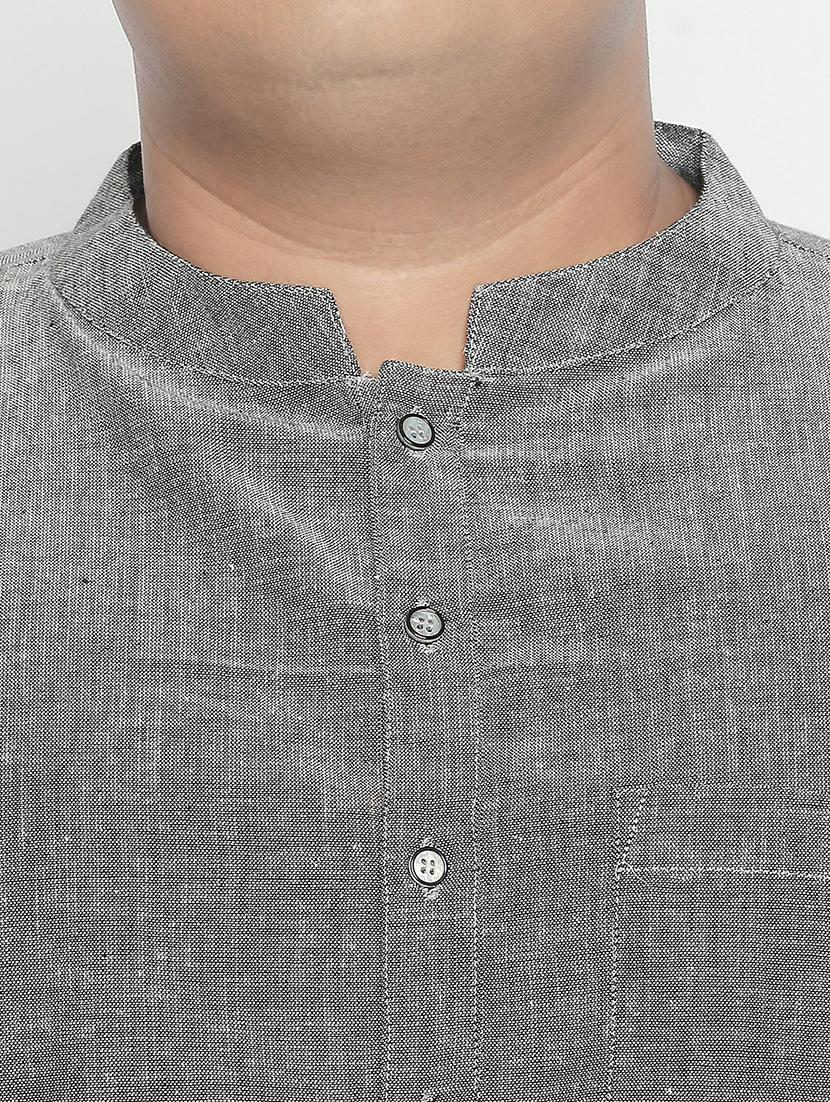 plus grey solid short kurta - 17210196 - Zoom Image - 5