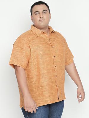 plus size orange self design casual shirt - 17210221 - Standard Image - 2