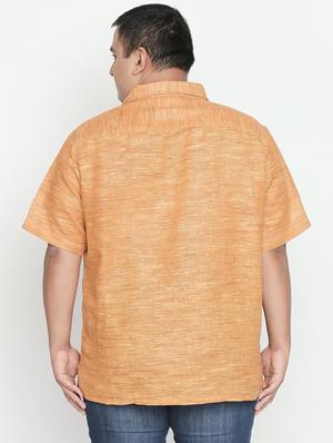 plus size orange self design casual shirt - 17210221 - Standard Image - 3