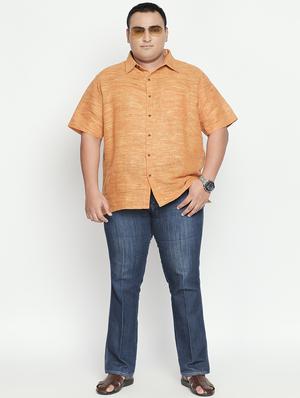 plus size orange self design casual shirt - 17210221 - Standard Image - 4