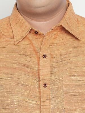 plus size orange self design casual shirt - 17210221 - Standard Image - 5