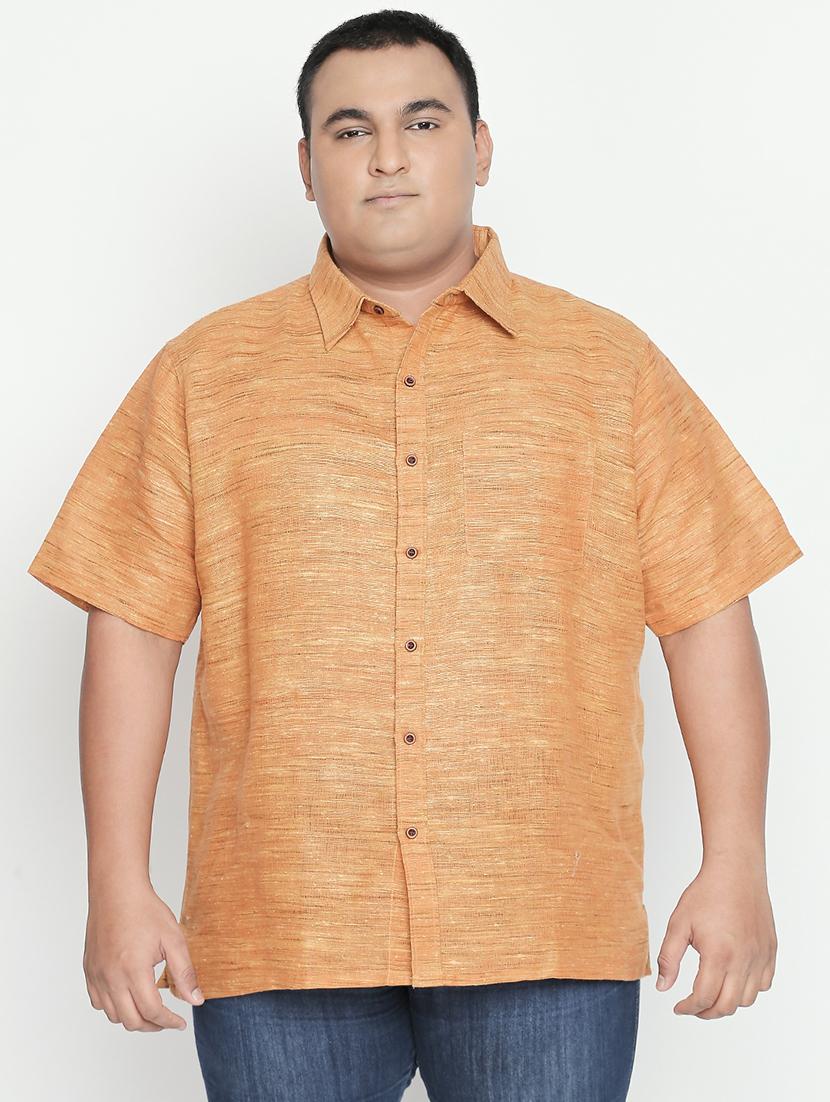 plus size orange self design casual shirt - 17210221 - Zoom Image - 1