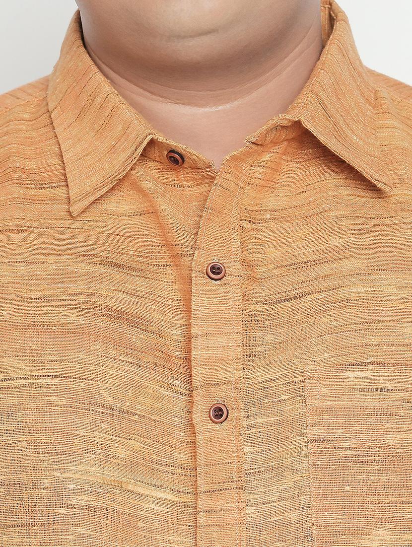 plus size orange self design casual shirt - 17210221 - Zoom Image - 5