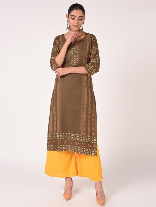 block print straight kurta - 17210371 - Standard Image - 1
