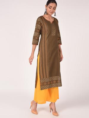block print straight kurta - 17210371 - Standard Image - 2