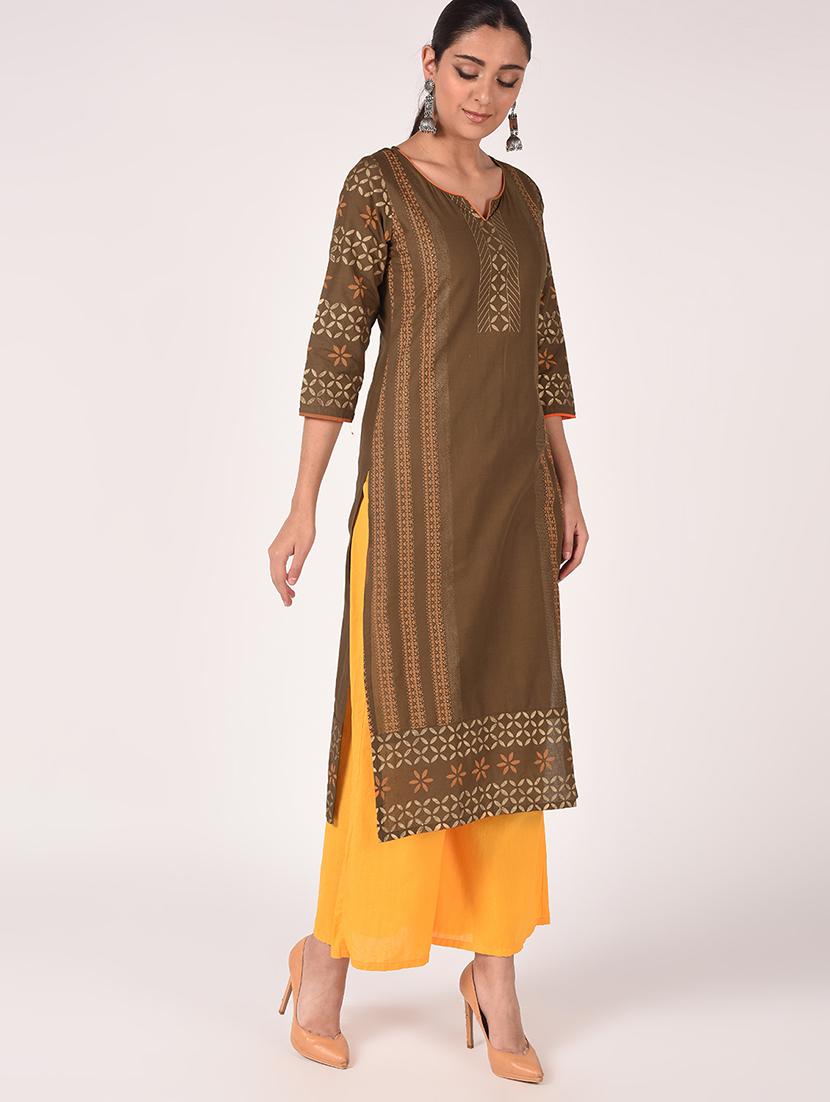 block print straight kurta - 17210371 - Zoom Image - 2