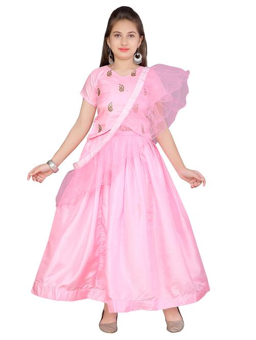 pink silk blend lehnga choli - 17210390 - Standard Image - 1