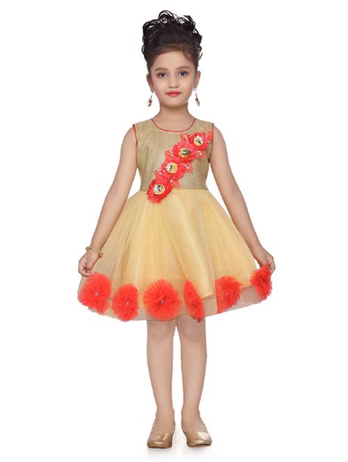 yellow net frock - 17210398 - Standard Image - 1