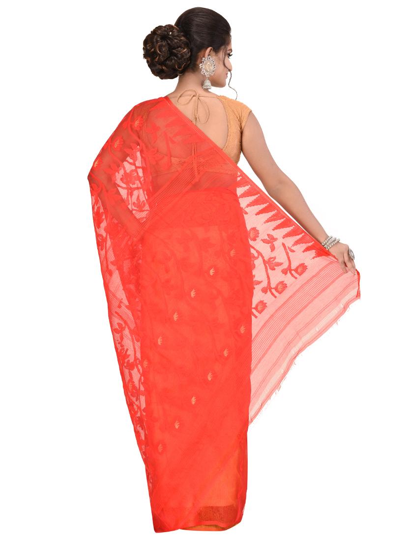 self design half & half jamdani saree - 17210449 - Zoom Image - 2