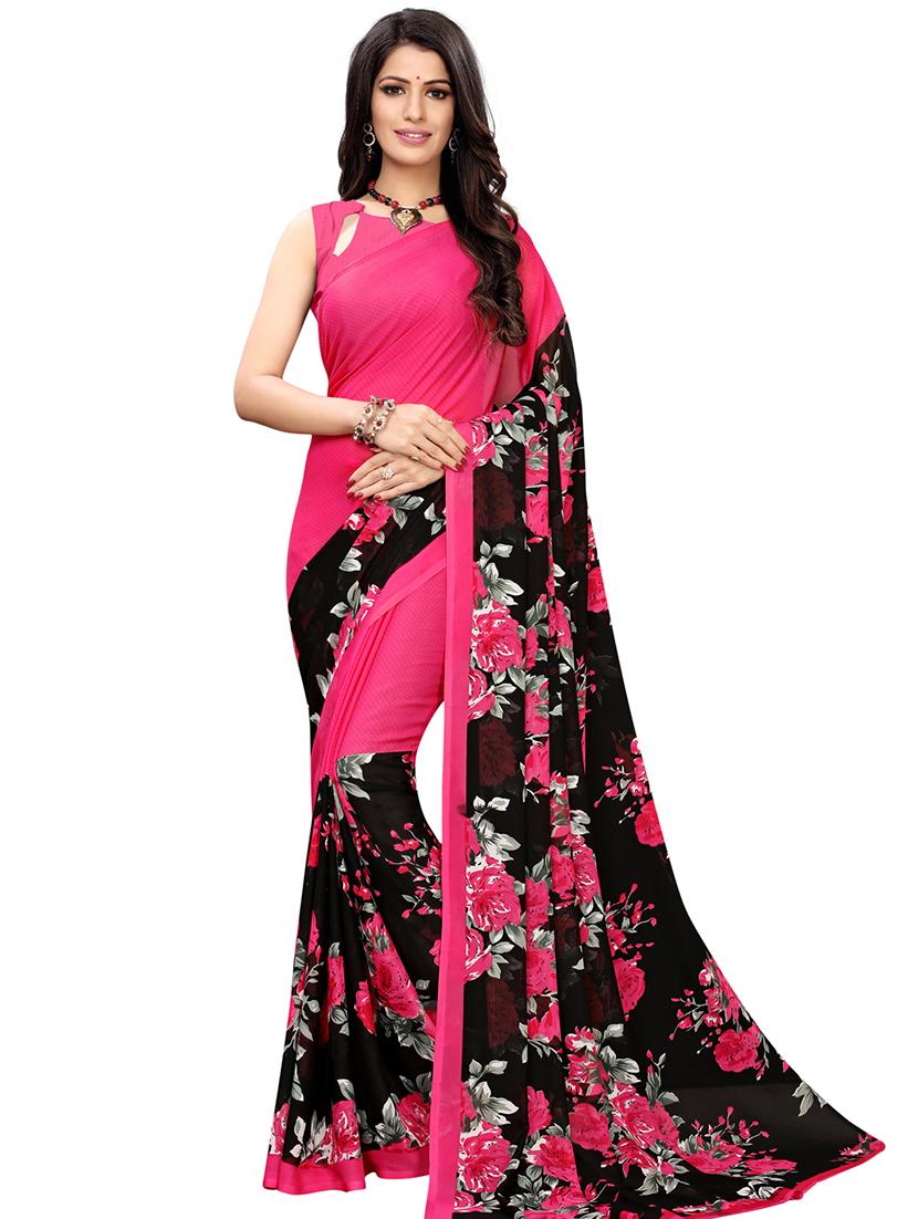 floral printed saree with blouse - 17210769 - Zoom Image - 1