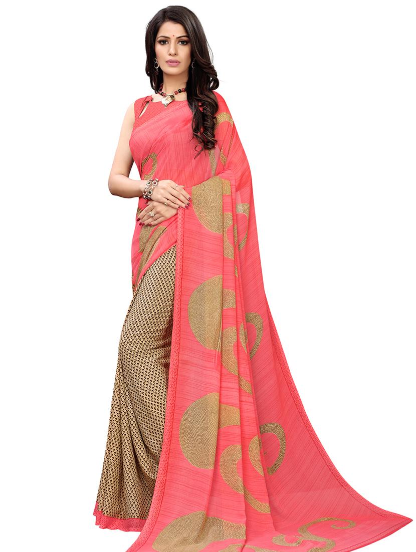 floral printed saree with blouse - 17210770 - Zoom Image - 2