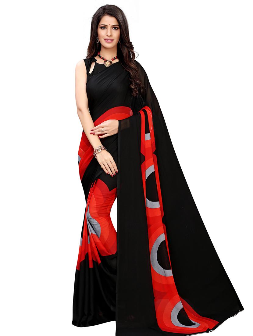 geometrical printed saree with blouse - 17210773 - Zoom Image - 1
