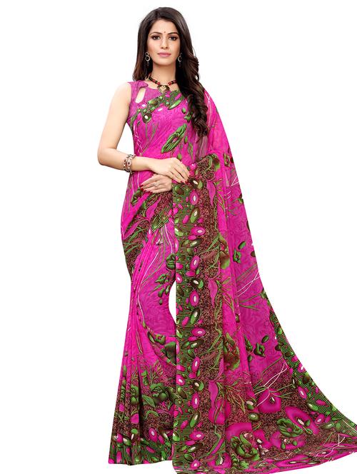 floral printed saree with blouse - 17210776 - Very Small Image - 1