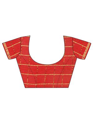 checkered woven saree with blouse - 17210832 - Standard Image - 3
