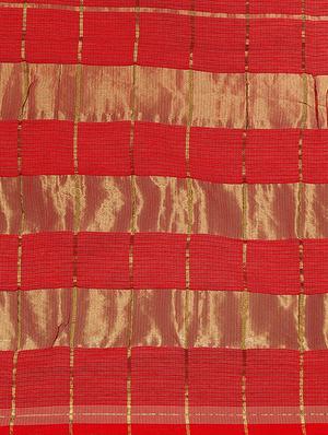 checkered woven saree with blouse - 17210832 - Standard Image - 4