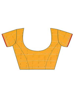 checkered woven saree with blouse - 17210833 - Standard Image - 3