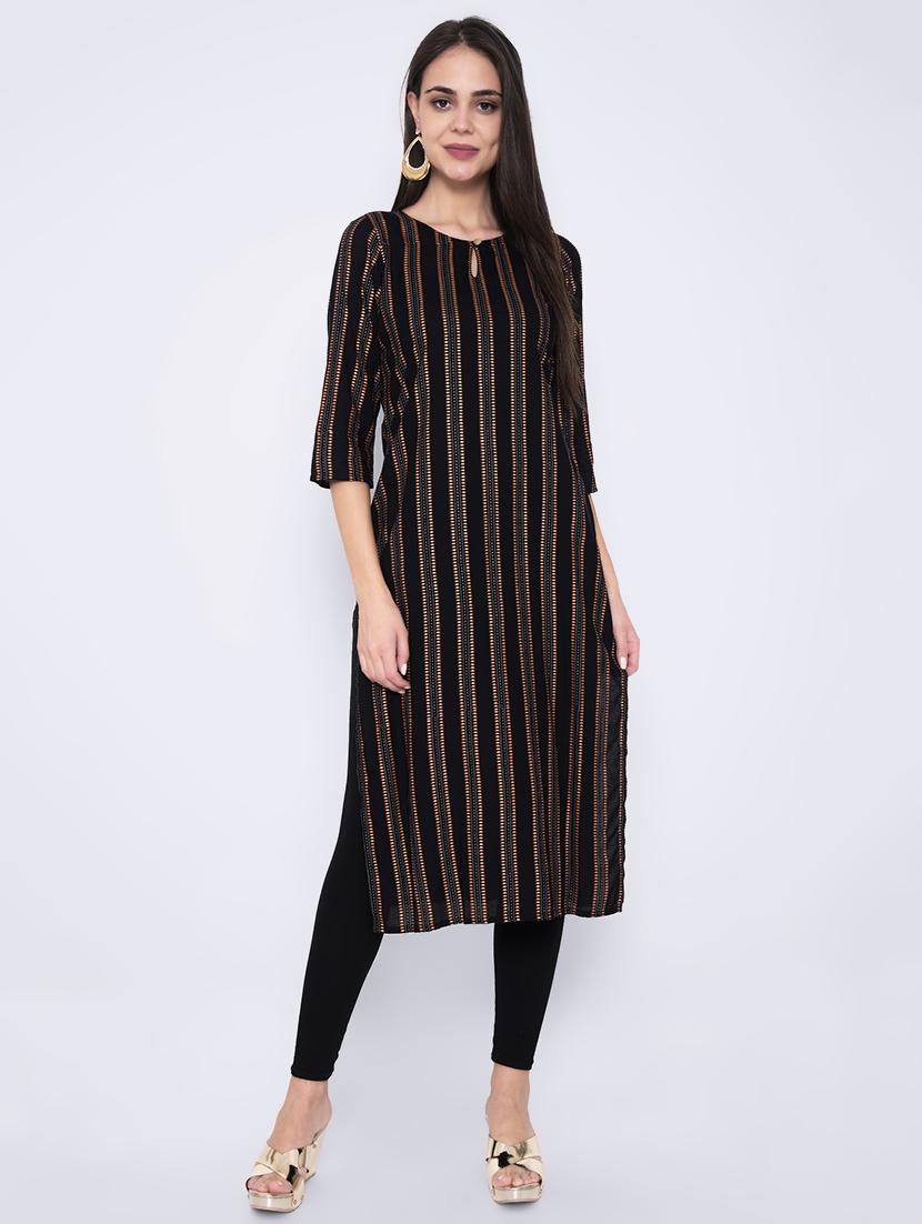 striped straight kurta - 17210896 - Zoom Image - 1