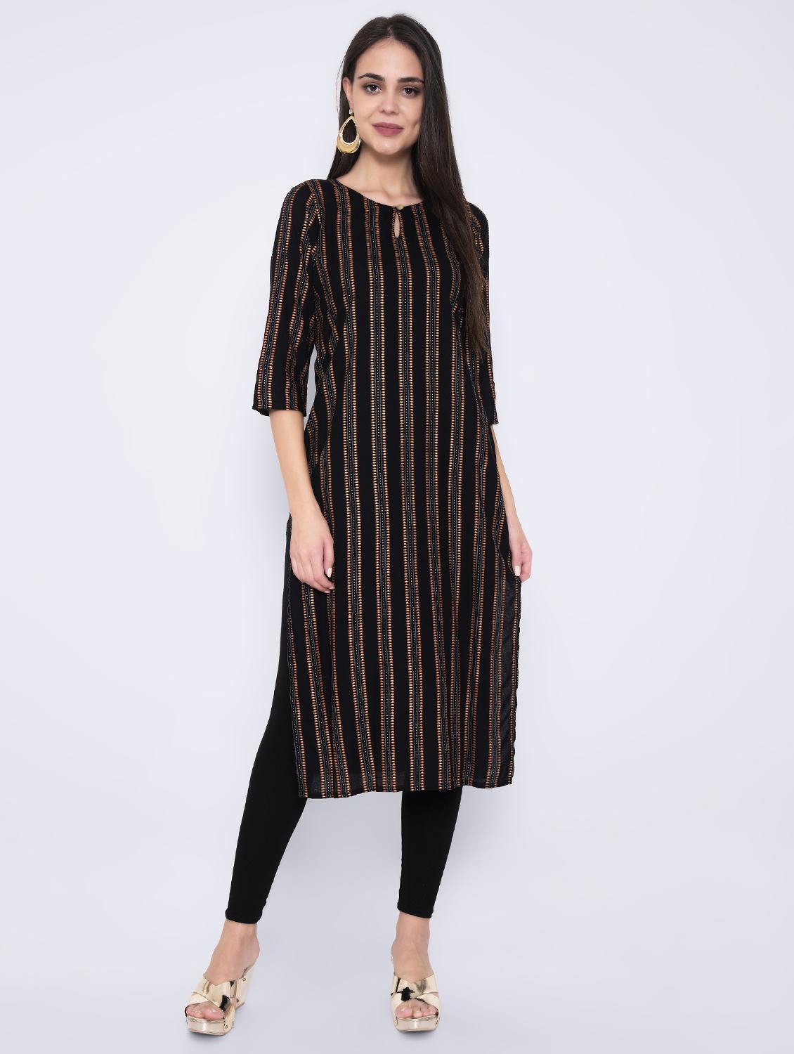 striped straight kurta - 17210898 - Zoom Image - 1