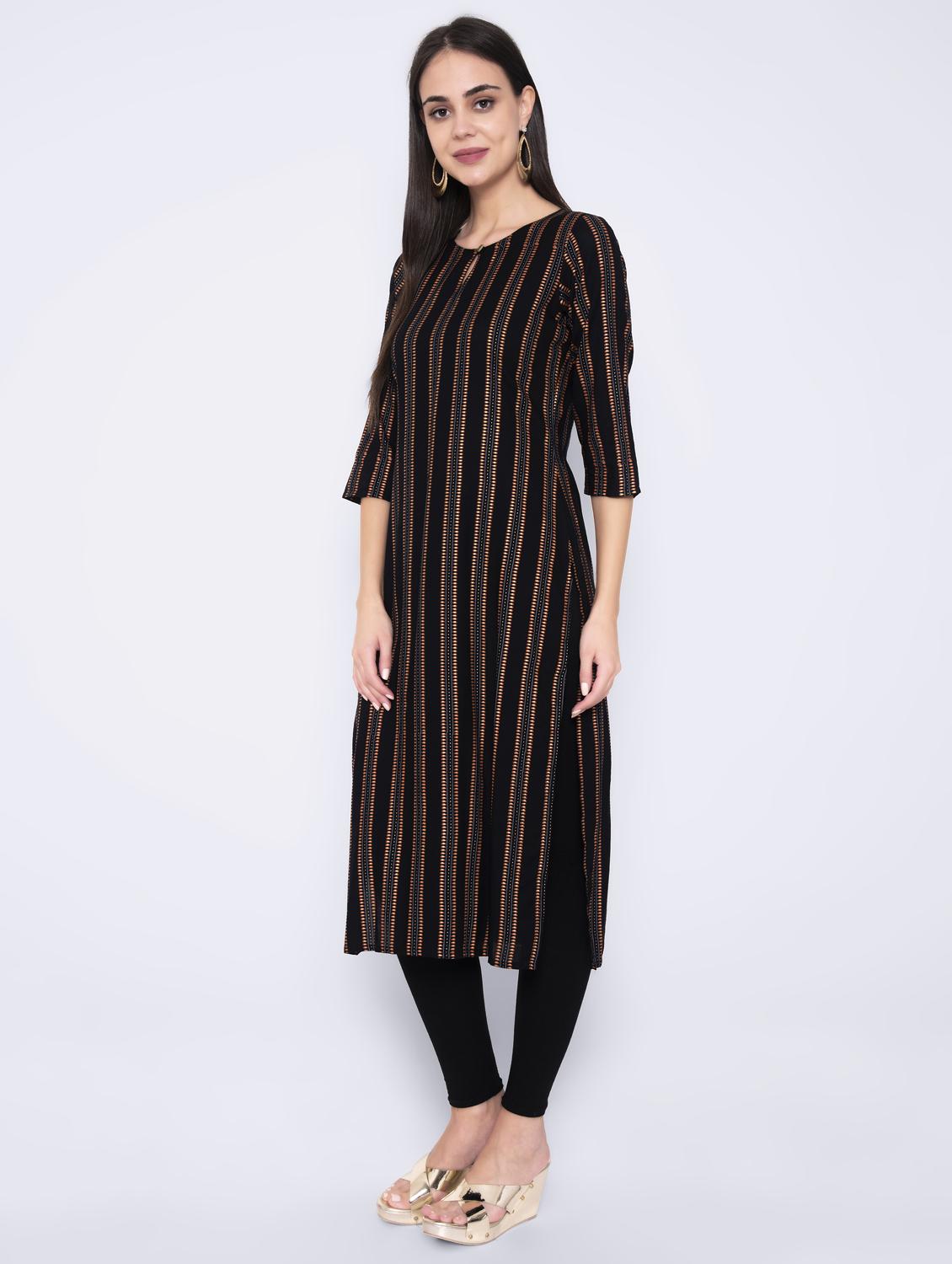 striped straight kurta - 17210898 - Zoom Image - 2