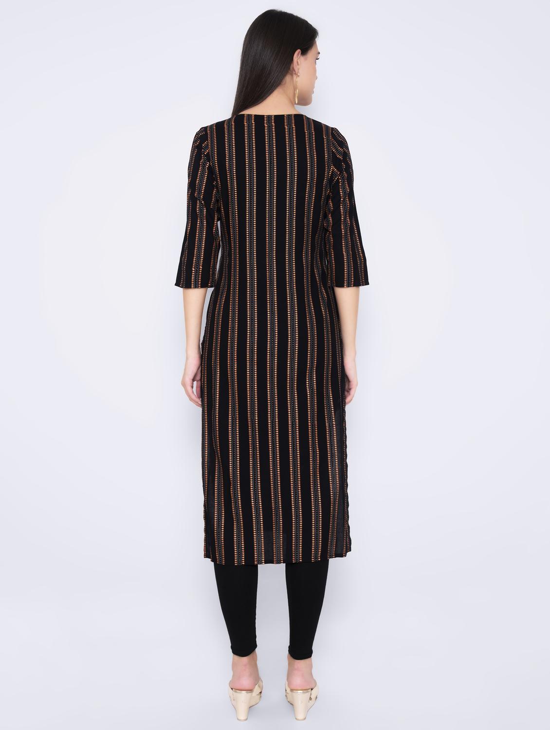 striped straight kurta - 17210898 - Zoom Image - 3